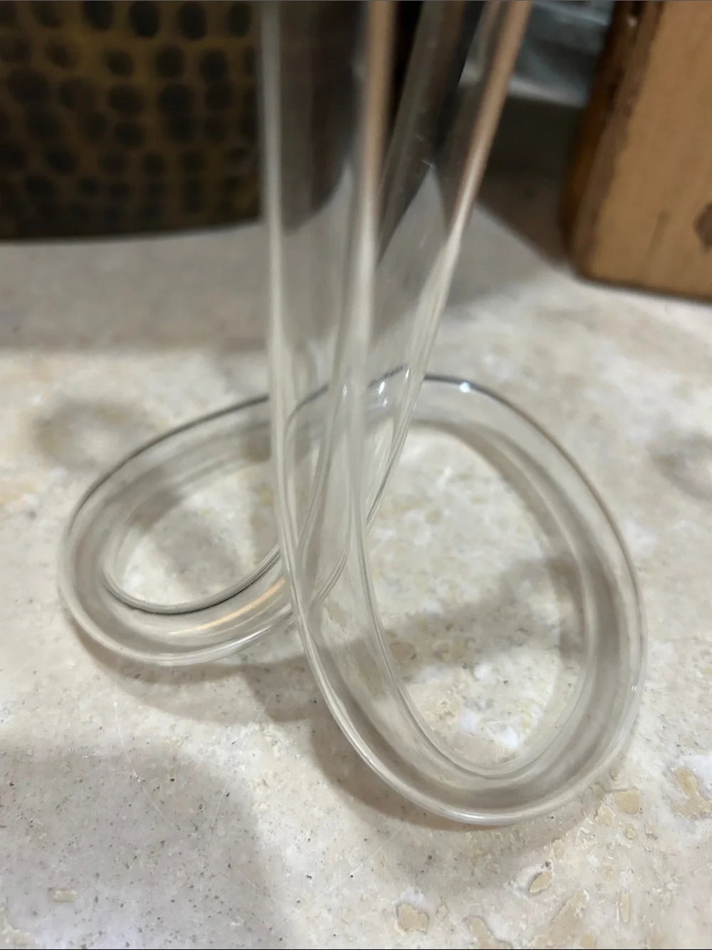 2 vintage hand-blown glass double cylinder twisted infinity tube bud vases